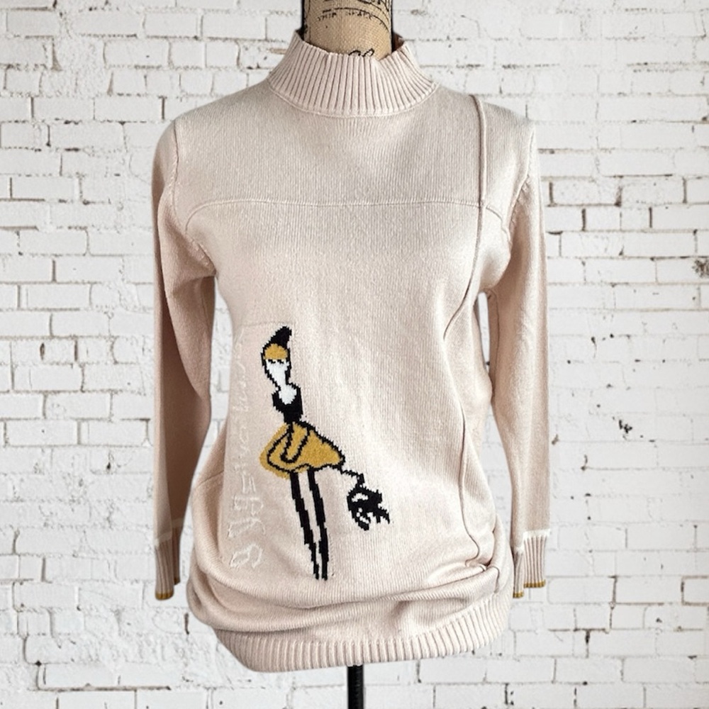 Adorable Cream Sweater with Artistic Design